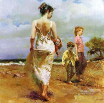  med Painting - Mediterranean Breeze lady painter Pino Daeni
